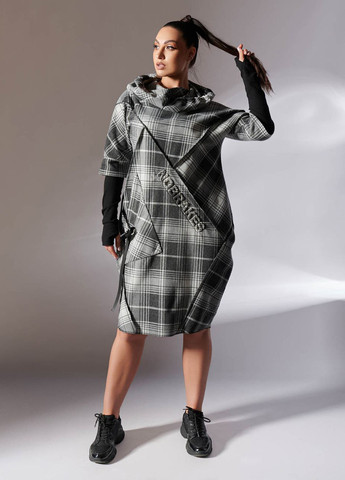 Чорна кежуал сукня сукня-худі LibeAmore в клітинку