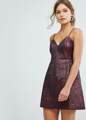 Бордова коктейльна плаття, сукня з відкритою спиною New Look однотонна