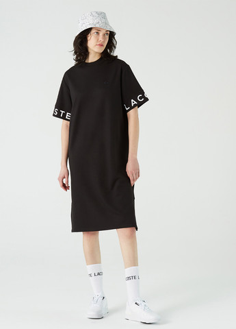 Черное кэжуал, спортивное платье платье-футболка Lacoste с надписью