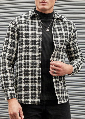 Черно-белая кэжуал рубашка в клетку SHEIN