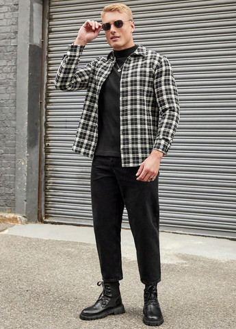 Черно-белая кэжуал рубашка в клетку SHEIN