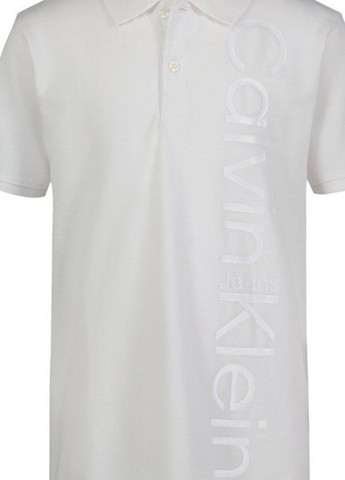 Белая детская футболка-поло для мальчика Calvin Klein с логотипом