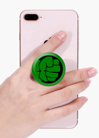 Попсокет (Popsockets) держатель для смартфона Халк Марвел (Hulk Marvel) (8754-1448) Черный MobiPrint (216748492)