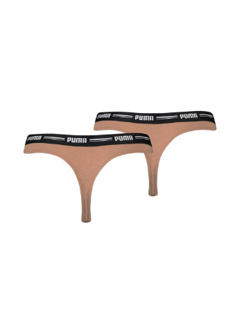 Женское нижнее белье Women's Thong 2 Pack Puma однотонная коричневая домашняя