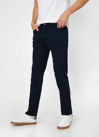 Темно-синие кэжуал демисезонные прямые брюки KOTON
