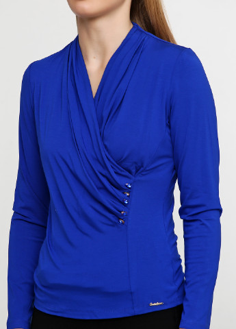 Синяя демисезонная блуза на запах Sassofono