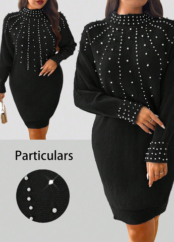 Чорна кежуал сукня сукня светр SHEIN однотонна