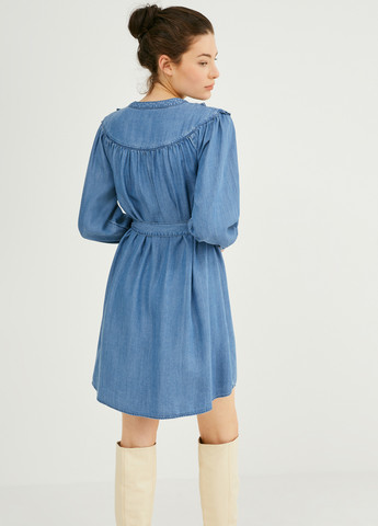 Темно-голубое кэжуал, джинсовое платье рубашка C&A однотонное
