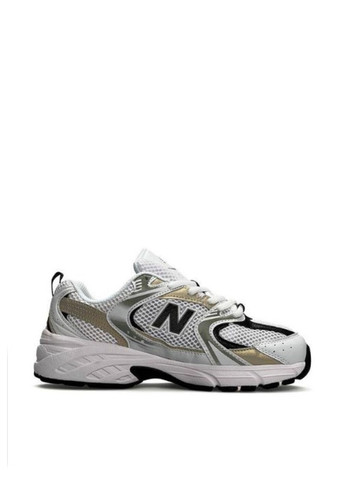 Цветные демисезонные кроссовки New Balance White Gold Black Premium