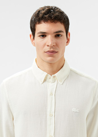 Белая кэжуал рубашка однотонная Lacoste