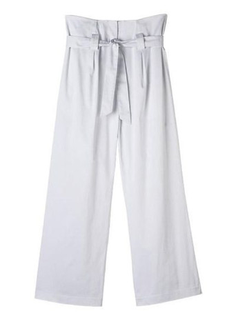Белые кэжуал демисезонные укороченные, прямые брюки Mark