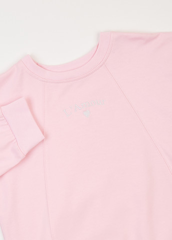 Фламинго свитшот однотонный розовый кэжуал хлопок, стрейч кулир