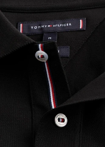 Черная футболка-поло для мужчин Tommy Hilfiger с логотипом