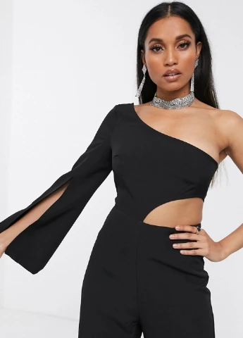 Комбинезон Missguided комбинезон-брюки однотонный чёрный кэжуал полиэстер