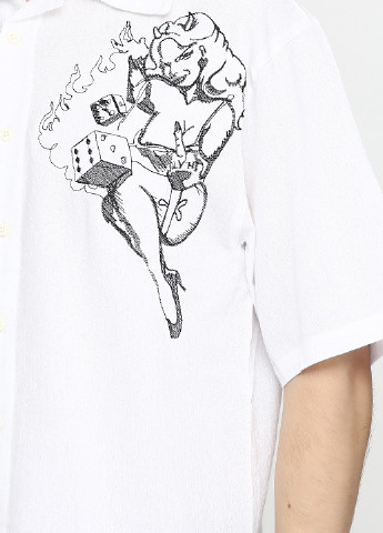 Белая кэжуал рубашка с рисунком MSY с коротким рукавом