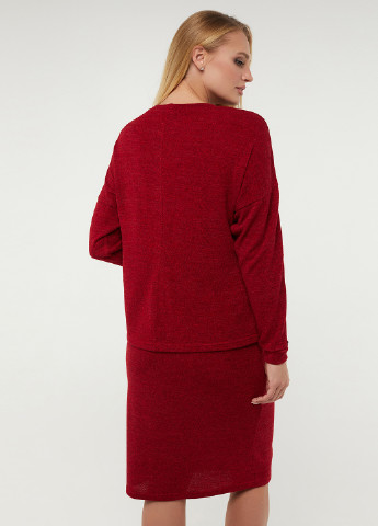 Костюм (джемпер, юбка) Miledi юбочный однотонный красный деловой шерсть, полиэстер, акрил