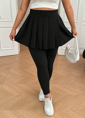 Черные демисезонные юбка-леггинсы SHEIN