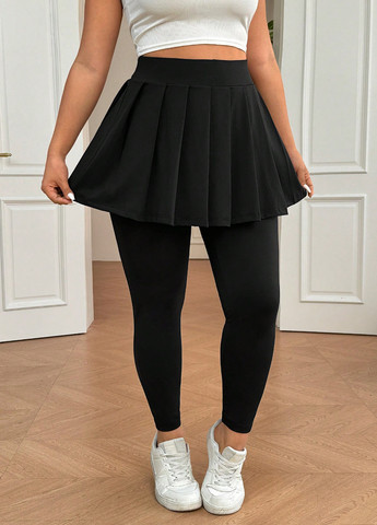 Черные демисезонные юбка-леггинсы SHEIN