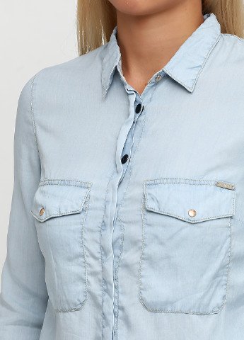 Голубой джинсовая рубашка однотонная Guess
