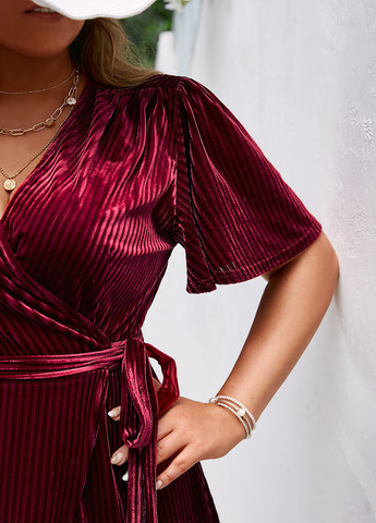 Бордовое кэжуал платье на запах SHEIN однотонное