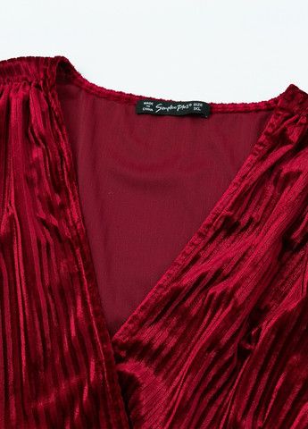 Бордовое кэжуал платье на запах SHEIN однотонное