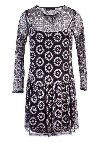 Черное кэжуал платье клеш Trussardi Jeans с геометрическим узором