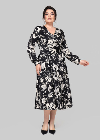 Чорно-білий кежуал сукня на запах A'll Posa з квітковим принтом