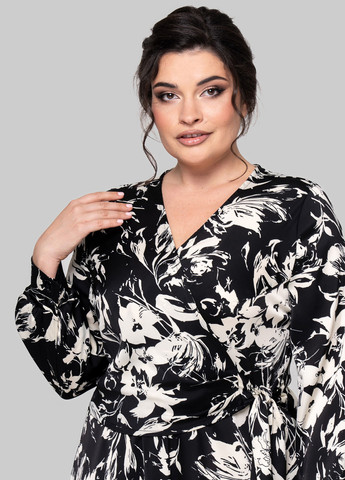 Чорно-білий кежуал сукня на запах A'll Posa з квітковим принтом