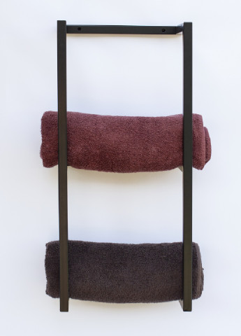 Настінна полиця для ванної кімнати підставка тримач для рушників з металу 65х17х30 см (65120-Нов) Чорний Francesco Marconi (251229554)