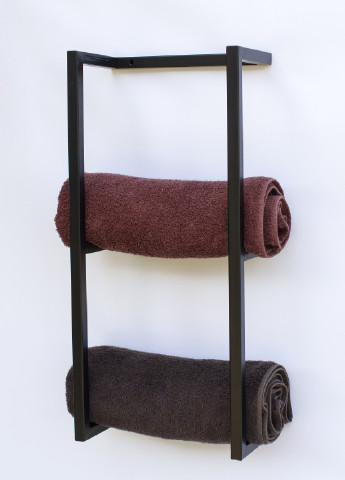 Настінна полиця для ванної кімнати підставка тримач для рушників з металу 65х17х30 см (65120-Нов) Чорний Francesco Marconi (251229554)