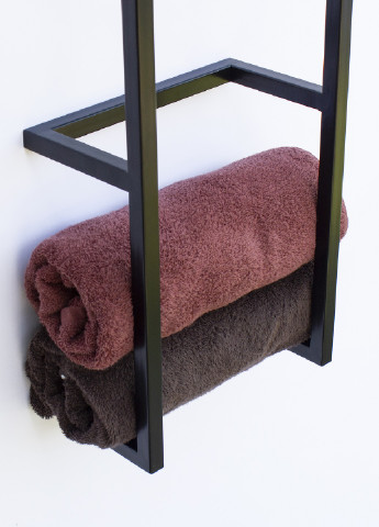Настінна полиця для ванної кімнати підставка тримач для рушників з металу 65х17х30 см (65120-Нов) Чорний Francesco Marconi (251229554)