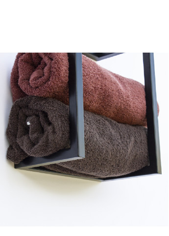 Настінна полиця для ванної кімнати підставка тримач для рушників з металу 65х17х30 см (65120-Нов) Чорний Francesco Marconi (251229554)