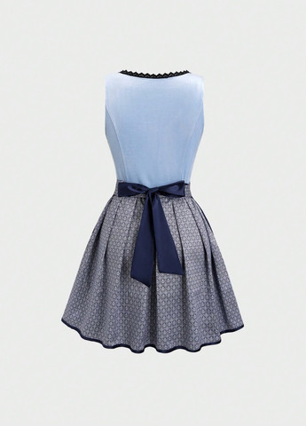 Голубое кэжуал платье клеш SHEIN однотонное