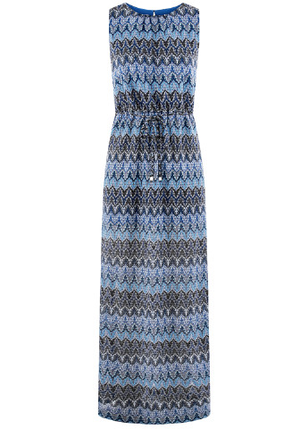 Светло-синее кэжуал платье Oodji с орнаментом