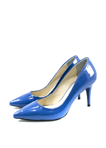 Темно-голубые женские кэжуал туфли на высоком каблуке - фото