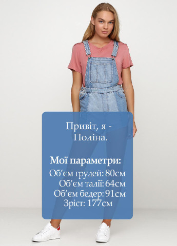 Комбинезон H&M комбинезон-шорты однотонный голубой денил