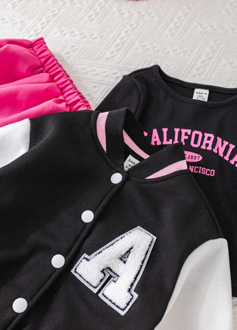 Комбинированный демисезонный комплект (бомбер, лонгслив, юбка) SHEIN