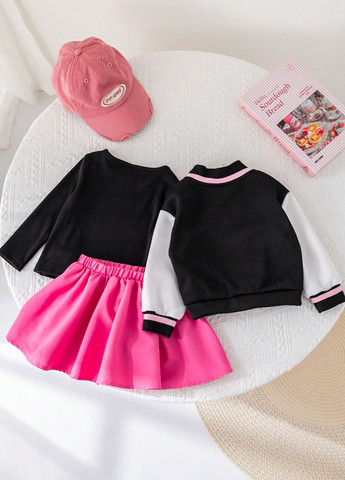 Комбинированный демисезонный комплект (бомбер, лонгслив, юбка) SHEIN