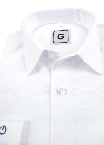 Белая кэжуал рубашка однотонная Giamo с длинным рукавом