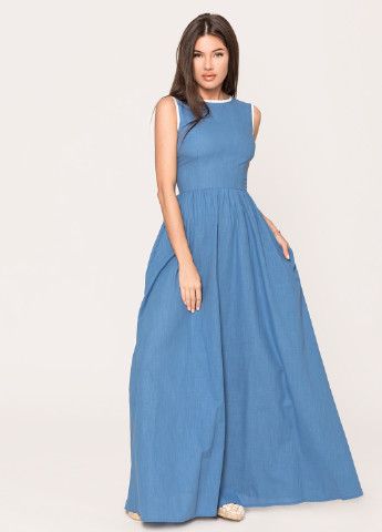 Блакитна кежуал плаття, сукня кльош Gepur однотонна