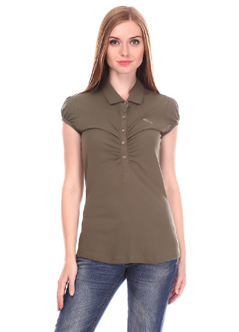 Оливковая (хаки) женская футболка-поло Gsus Sindustries однотонная