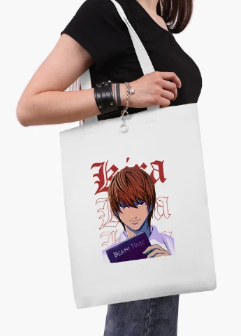 Еко сумка шоппер біла Кіра Зошит смерті (Kira Death Note) (9227-2823-WT2) Еко сумка шоппер біла 41*35 см MobiPrint (221682924)