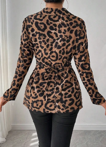 Коричневая блуза на запах SHEIN