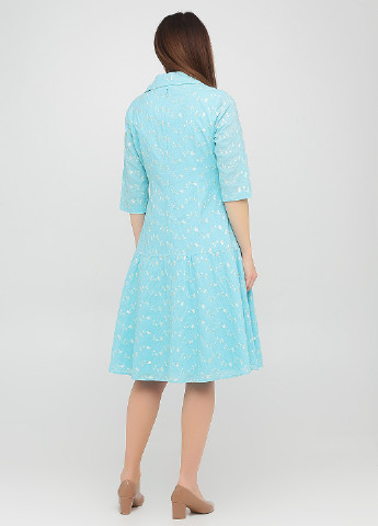 Блакитна кежуал сукня кльош The J. Peterman Company з квітковим принтом
