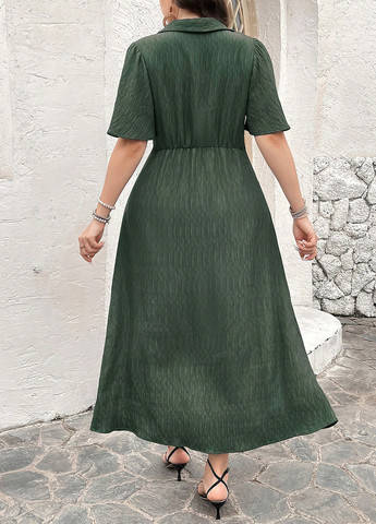 Темно-зелена вечірня, святковий, кежуал сукня на запах, а-силует SHEIN однотонна