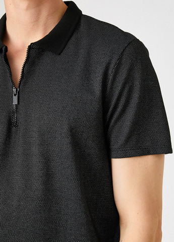 Черная футболка-поло для мужчин KOTON с узором «перец с солью»