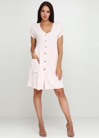 Светло-розовое кэжуал платье рубашка Moda in Italy однотонное
