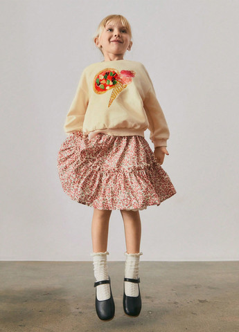 SHEIN світшот малюнок кремовий кежуал поліестер, трикотаж