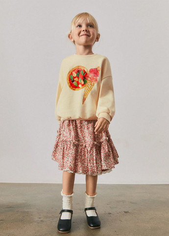 SHEIN світшот малюнок кремовий кежуал поліестер, трикотаж