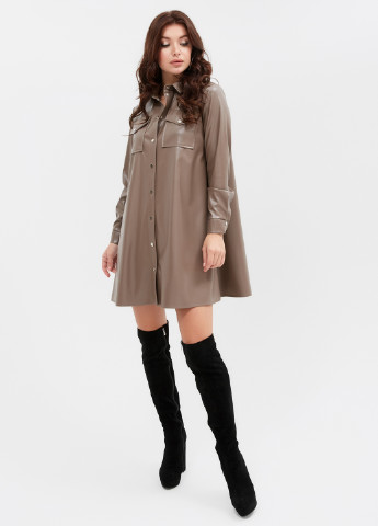 Светло-коричневое кэжуал платье рубашка ST-Seventeen однотонное